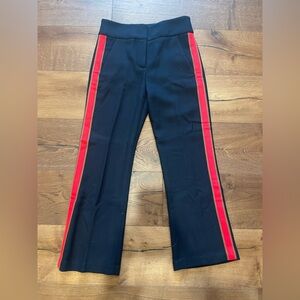 Veronica Beard cropped blue tweed trousers w fun stripe down the leg. Size 0